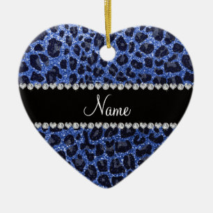 Ornamento De Cerâmica Nome personalizado impressão leopardo brilhante az