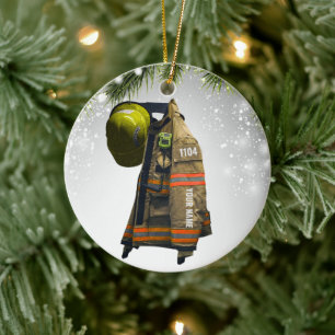 Ornamento De Cerâmica Nome personalizado incêndio de presente de bombeir