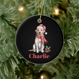 Ornamento De Cerâmica Nome Personalizado Labrador Retriever Natal