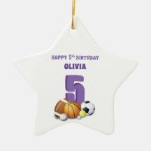Nome Personalizado Menina 5º Aniversário Bolas Esp