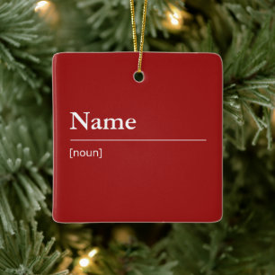 Ornamento De Cerâmica Nome personalizado ou dicionário do Word vermelho 