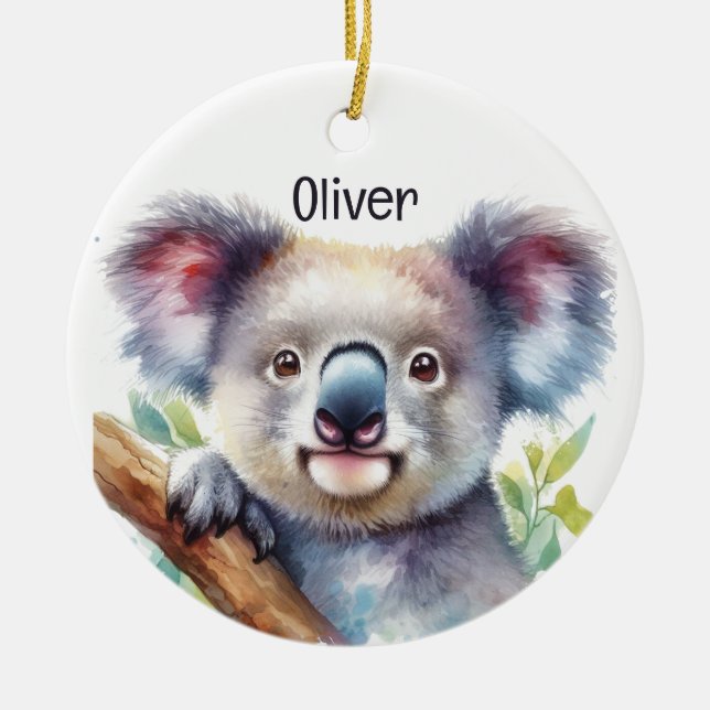 Ornamento De Cerâmica Nome Personalizado Pequeno Koala Bear Animal Austr (Frente)
