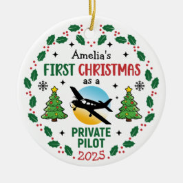 Ornamento De Cerâmica Nome personalizado Piloto privado Natal personaliz