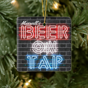 Ornamento De Cerâmica Nome Personalizado Símbolo de Cerveja Patriótico