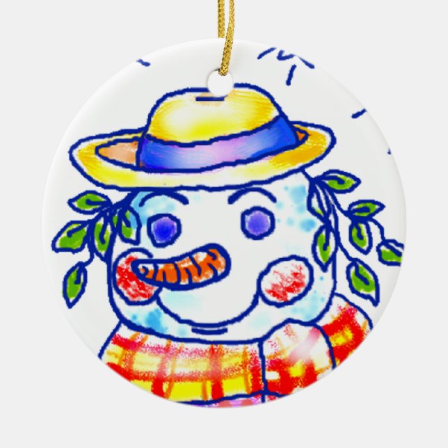 Ornamento De Cerâmica Nome personalizado Twinkle Snowman (Frente)
