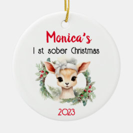 Ornamento De Cerâmica Nome Personalizável Bonito e Sobriedade Data Natal