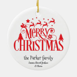 Ornamento De Cerâmica Nomes de Renas Voadoras Magnéticas dos papais noei