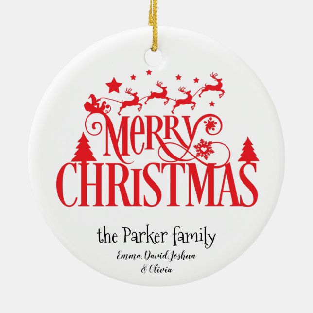 Ornamento De Cerâmica Nomes de Renas Voadoras Magnéticas dos papais noei (Traseira)