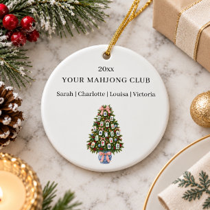Ornamento De Cerâmica Nomes dos membros do clube de Mahjong Natal