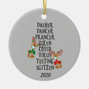 Ornamento De Cerâmica Nomes engraçados de renas de Natal Covid 2020