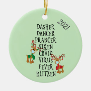 Ornamento De Cerâmica Nomes engraçados de renas de Natal Covid 2021