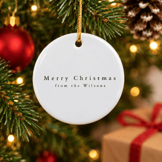 Ornamento De Cerâmica Nomes Personalizados Casamento Natal Azul Moderno