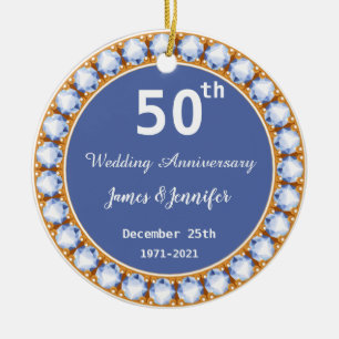 Ornamento De Cerâmica Nomes personalizados de diamante de aniversário d