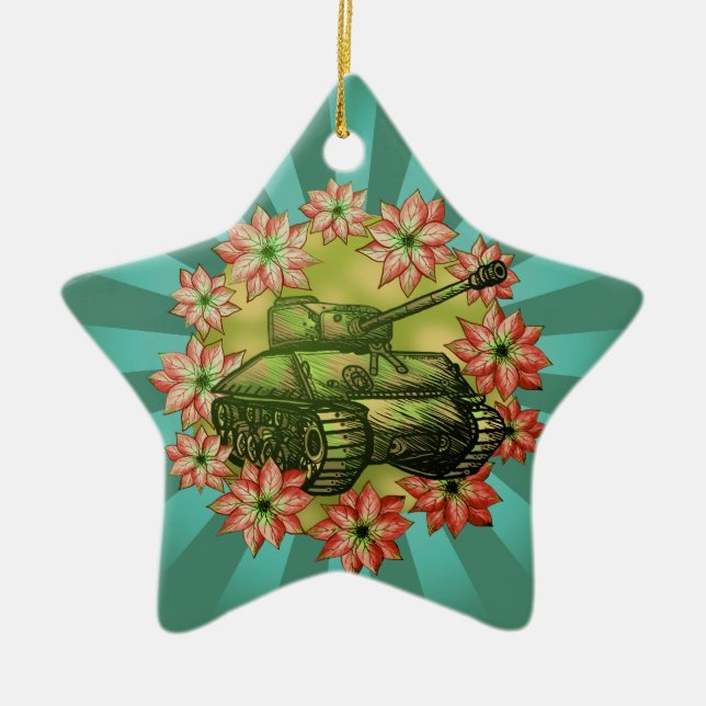 Ornamento De Cerâmica Nomes personalizados de Natal de Tanque (Frente)