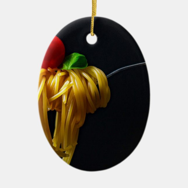 Ornamento De Cerâmica Noodle de tomate de massa italiana (Frente)
