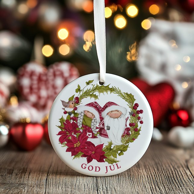 Ornamento De Cerâmica Nórdico Gnomo | Deus Jule | Natal norueguês (Criador carregado)