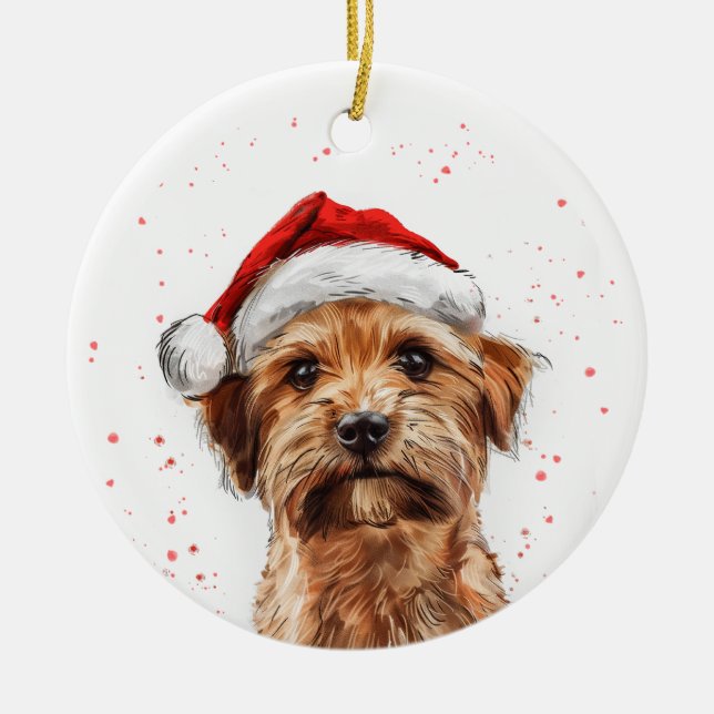 Ornamento De Cerâmica Norfolk Terrier Dog Christmas Personalized (Frente)