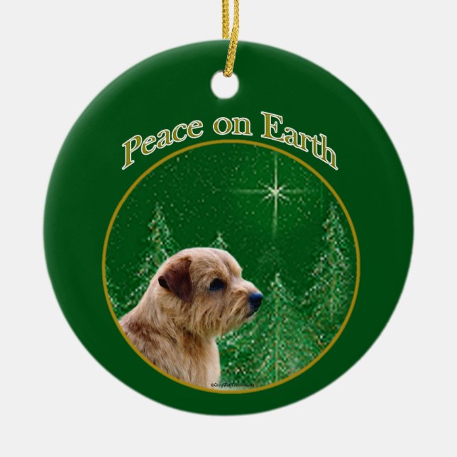 Ornamento De Cerâmica Norfolk Terrier Peace (Frente)