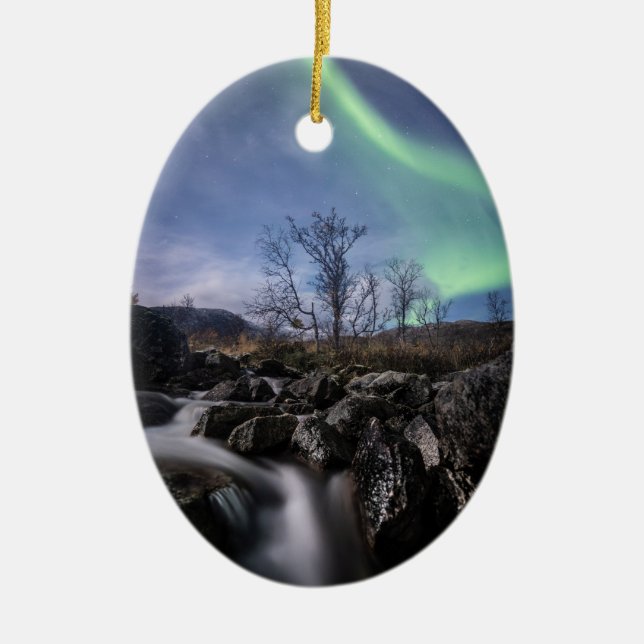 Ornamento De Cerâmica Norte Lights Noruega (Frente)