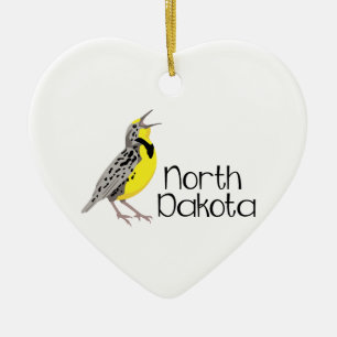 Ornamento De Cerâmica North Dakota Meadowlark