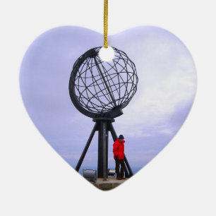 Ornamento De Cerâmica Noruega, cabo norte, símbolo do globo