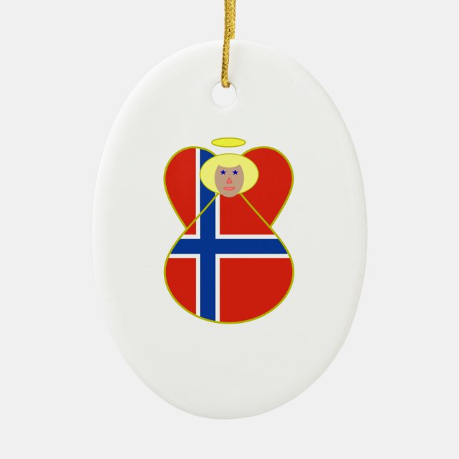 Ornamento De Cerâmica Noruega e Bandeira norueguesa (Frente)