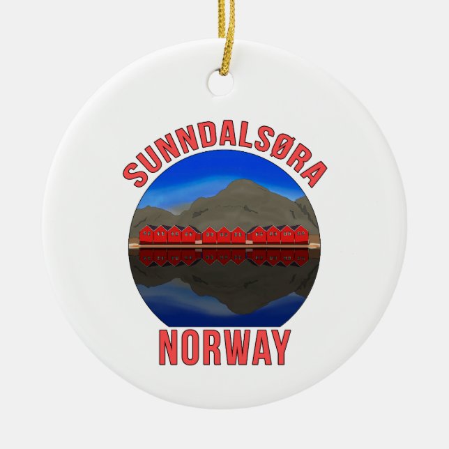 Ornamento De Cerâmica Noruega Sunndalsøra Viagem Norueguês (Frente)