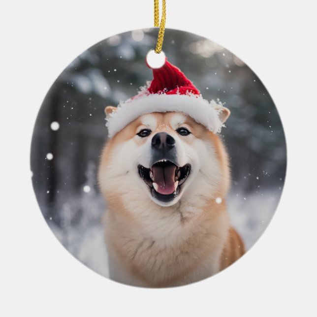 Ornamento De Cerâmica Norueguês Buhund Cão de Natal (Frente)