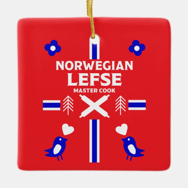 Ornamento De Cerâmica Norueguês - Esquerda Flatpão Apron (Frente)