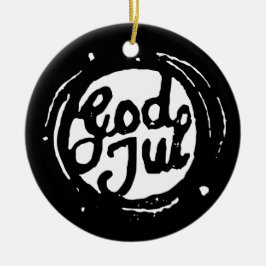 Ornamento De Cerâmica Norueguês "Feliz Natal" Lino Impressão