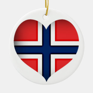 Ornamento De Cerâmica Norway Flag Heart
