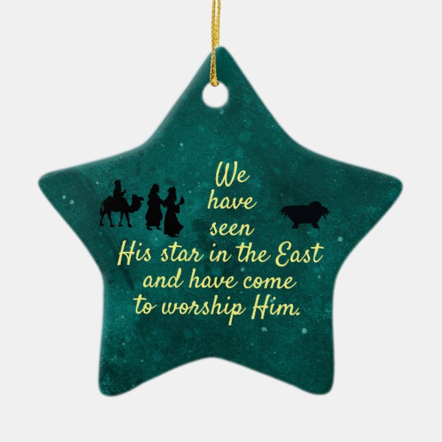 Ornamento De Cerâmica Nós vimos a estrela (Frente)