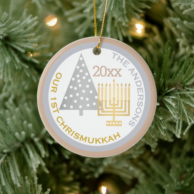 Ornamento De Cerâmica Nossa 1rua Chrismukkah Tree Menorah Keepsasaame Fo (Árvore)