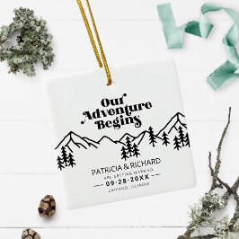 Ornamento De Cerâmica Nossa Aventura Começa Casamento ao Ar Livre Save T