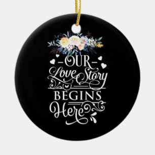 Ornamento De Cerâmica Nossa História De Amor Começa Aqui