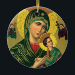 Ornamento De Cerâmica Nossa mãe da ajuda perpétua Jesus<br><div class="desc">Imagem bonita de nossa mãe da ajuda perpétua com Jesus e os anjos.</div>