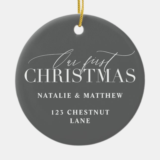 Ornamento De Cerâmica nossa primeira casa nova de natal (Frente)