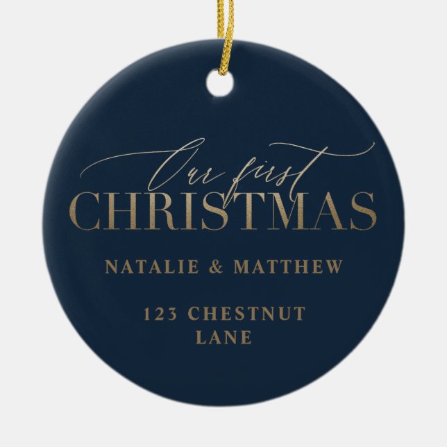 Ornamento De Cerâmica nossa primeira casa nova de natal (Frente)