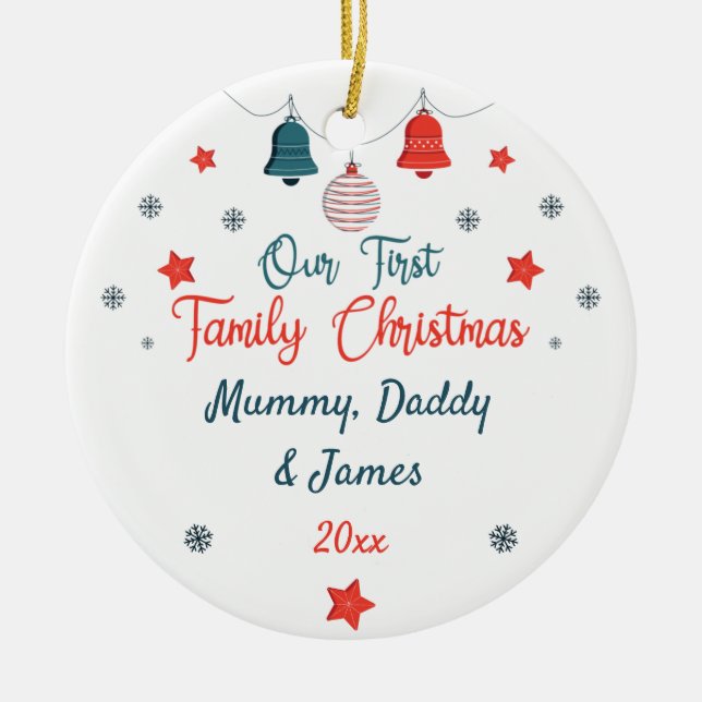 Ornamento De Cerâmica Nossa Primeira Família Natal Personalizada Foto 20 (Frente)