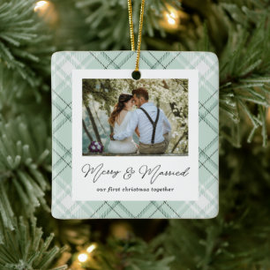 Ornamento De Cerâmica Nossa primeira Feliz de Natal Juntos e Casados