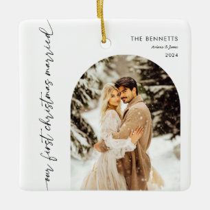 Ornamento De Cerâmica Nossa Primeira Foto De Casal Marido De Natal Recém