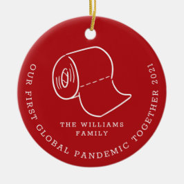 Ornamento De Cerâmica Nossa Primeira Foto de Natal das Férias Globais
