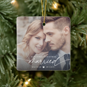 Ornamento De Cerâmica Nossa Primeira Fotografia de Natal Casados Roteiro
