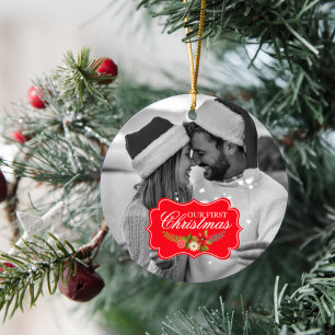 Ornamento De Cerâmica Nossa Primeira Rodada de Natal