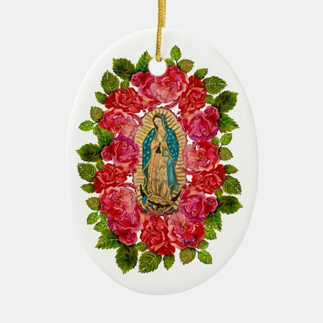 Ornamento De Cerâmica Nossa Senhora de Guadalupe Ornament (Frente)