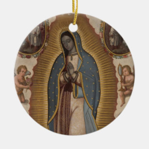 ORNAMENTO DE CERÂMICA NOSSA SENHORA DE GUADALUPE REZA POR NÓS