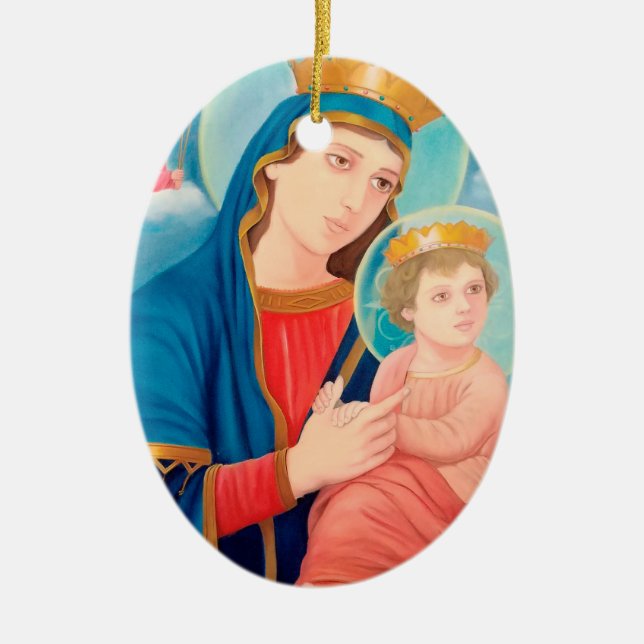 Ornamento De Cerâmica Nossa Senhora Perpétua Ajuda Católica (Frente)