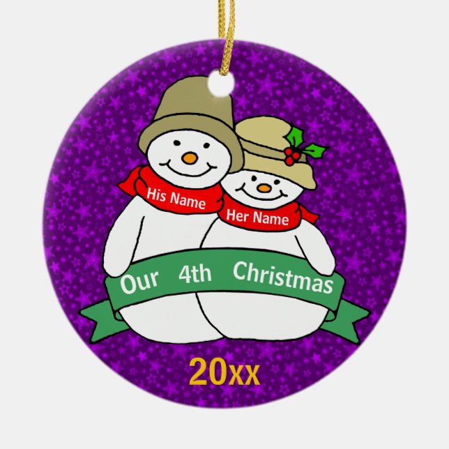 Ornamento De Cerâmica Nosso 4o Natal (Frente)