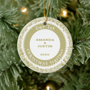 Ornamento De Cerâmica Nosso Natal de 1rua junto com Dourada Terra em bra