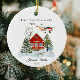 Ornamento De Cerâmica Nosso Novo Lar Avião Cessna Aquarela Fofa